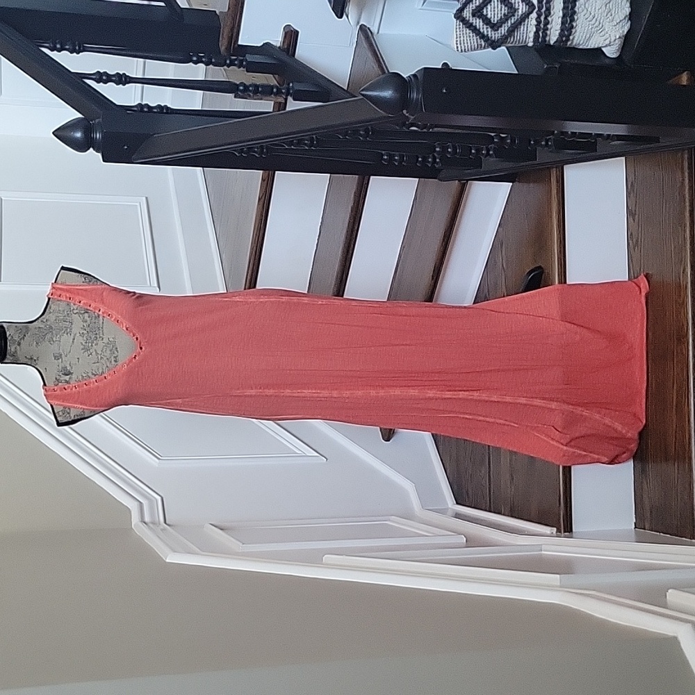 NWOT Free People Maxi Dress Coral Small Cut Out Back Side Vent Beautiful